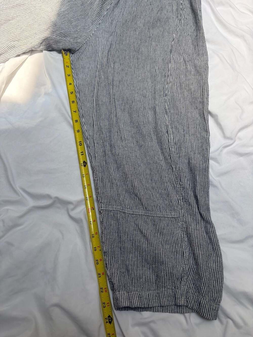 Max Studio London Striped Linen Blend Pull-On Lantern Pants size L - Picture 8 of 9